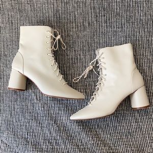 Zara Cream Lace-up Booties